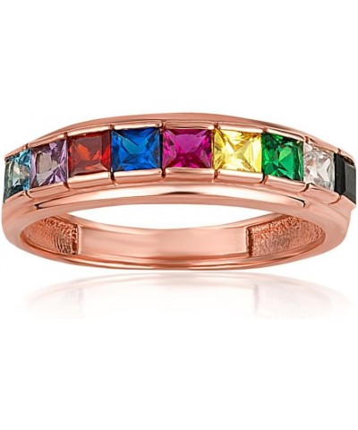 Multi-Color Gemstone Wedding Band Ring in 10k Gold Rose Gold $107.25 Rings