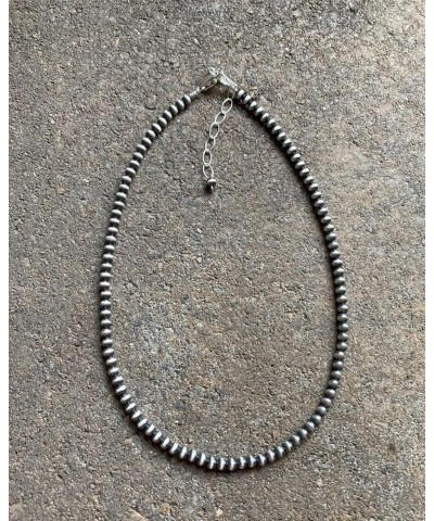 4mm Sterling Silver Oxidized Pearl Bead Necklace Southwestern everyday wear Navajo Style 20 Inch $67.65 Necklaces