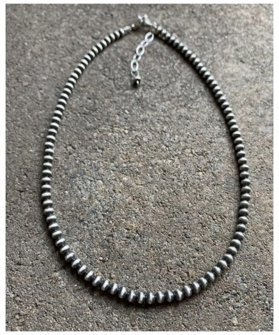 4mm Sterling Silver Oxidized Pearl Bead Necklace Southwestern everyday wear Navajo Style 20 Inch $67.65 Necklaces