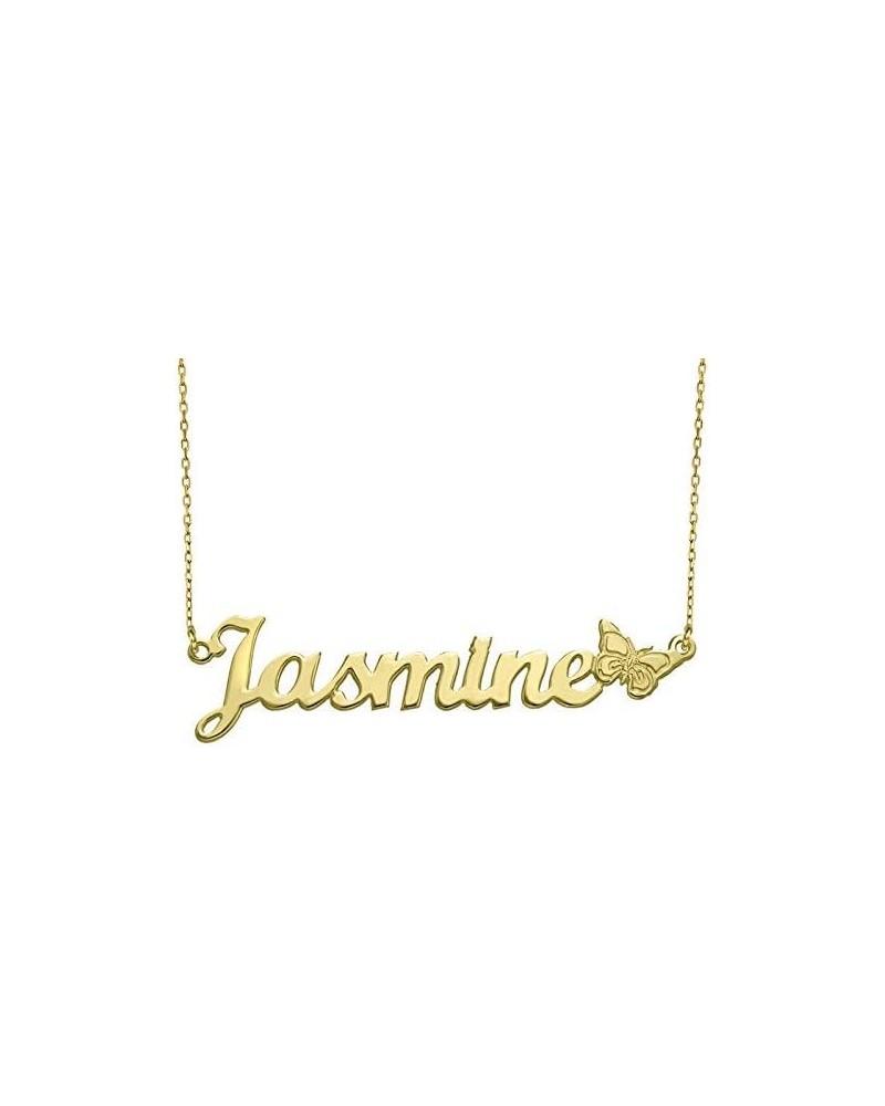 MYKA - Personalized Name Necklace With Butterfly Charm - Custom Pendant - Precious Metals: Sterling Silver 925 & 18K Gold Pla...