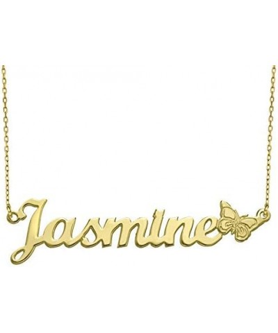 MYKA - Personalized Name Necklace With Butterfly Charm - Custom Pendant - Precious Metals: Sterling Silver 925 & 18K Gold Pla...