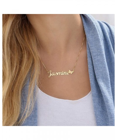 MYKA - Personalized Name Necklace With Butterfly Charm - Custom Pendant - Precious Metals: Sterling Silver 925 & 18K Gold Pla...