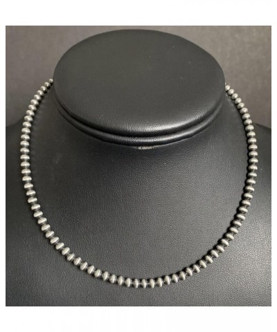 4mm Sterling Silver Oxidized Pearl Bead Necklace Southwestern everyday wear Navajo Style 20 Inch $67.65 Necklaces