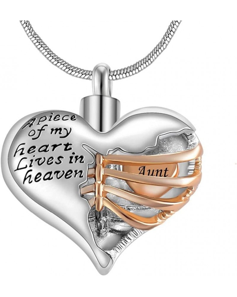 A Piece of My Heart Lives in Heaven Two Tone Locket Heart Cremation Memorial Ashes Urn Necklace Jewelry Stainless Steel Keeps...