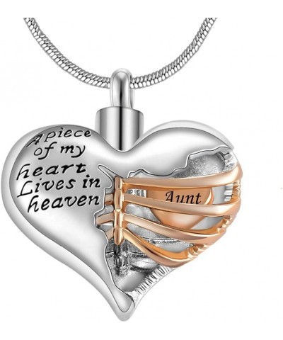 A Piece of My Heart Lives in Heaven Two Tone Locket Heart Cremation Memorial Ashes Urn Necklace Jewelry Stainless Steel Keeps...