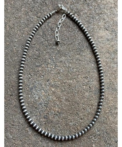 4mm Sterling Silver Oxidized Pearl Bead Necklace Southwestern everyday wear Navajo Style 20 Inch $67.65 Necklaces