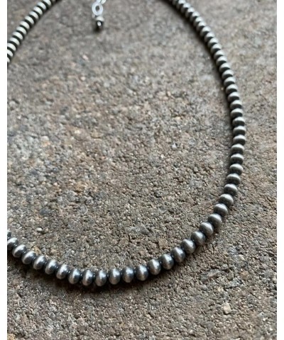 4mm Sterling Silver Oxidized Pearl Bead Necklace Southwestern everyday wear Navajo Style 20 Inch $67.65 Necklaces