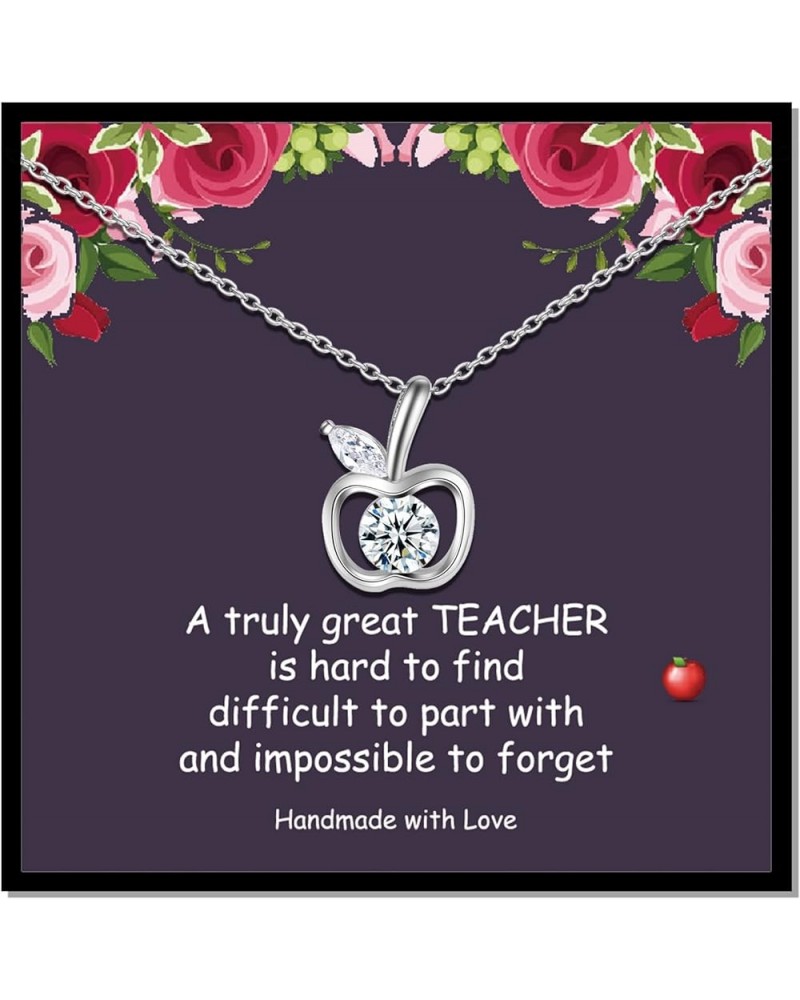 Teacher Appreciation Gifts Teacher Necklaces for Women Teacher Appreciation Necklace Apple Necklace Interlocking Circle Neckl...