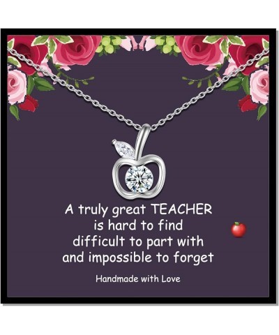 Teacher Appreciation Gifts Teacher Necklaces for Women Teacher Appreciation Necklace Apple Necklace Interlocking Circle Neckl...