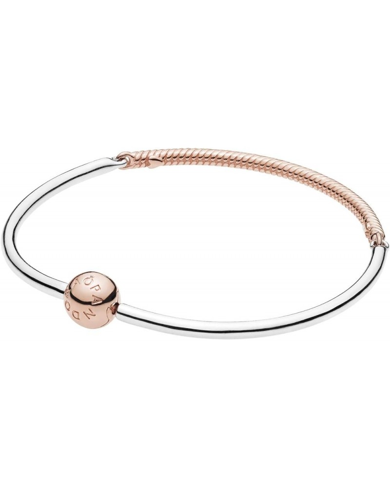 Three-Link Bangle Rose Bracelet - Features Rose & Sterling Silver - Gift for Her 19 Centimeters $49.20 Bracelets