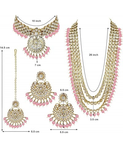 Traditional Gold Plated Kundan Pearl Wedding Choker Necklace Set Earrings & Maang Tikka for Women (IJ325) Pink 1 $26.40 Jewel...