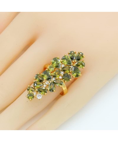 Luxury Green Peridot Gold Jewelry Sets for Women Earrings Necklace Pendant Ring Bracelet Christmas Birthday Gift 3pcs 10 $15....