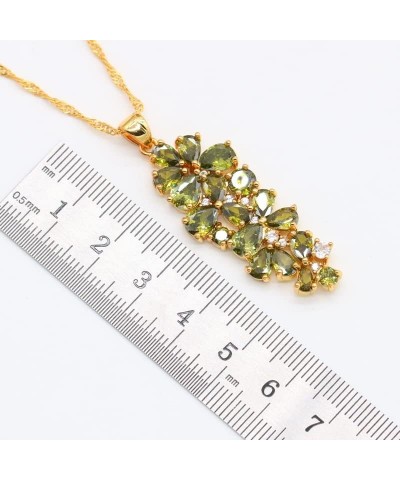 Luxury Green Peridot Gold Jewelry Sets for Women Earrings Necklace Pendant Ring Bracelet Christmas Birthday Gift 3pcs 10 $15....