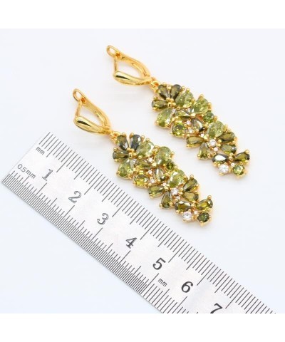 Luxury Green Peridot Gold Jewelry Sets for Women Earrings Necklace Pendant Ring Bracelet Christmas Birthday Gift 3pcs 10 $15....