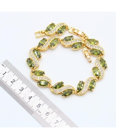 Luxury Green Peridot Gold Jewelry Sets for Women Earrings Necklace Pendant Ring Bracelet Christmas Birthday Gift 3pcs 10 $15....