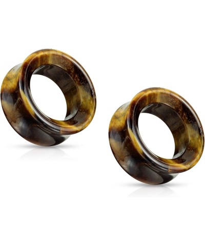 Tiger Eye Stone Double Flared Saddle Tunnels, Sold as a Pair 16mm (5/8") $11.12 Body Jewelry