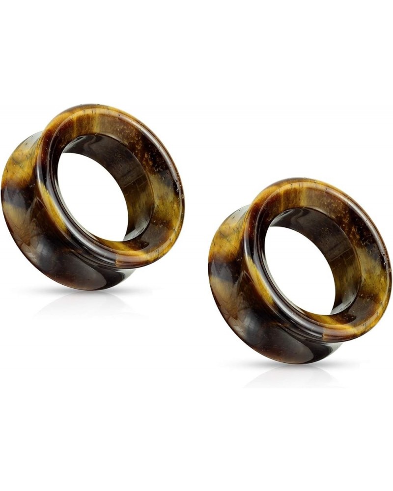 Tiger Eye Stone Double Flared Saddle Tunnels, Sold as a Pair 16mm (5/8") $11.12 Body Jewelry