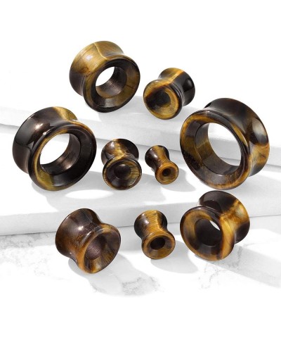 Tiger Eye Stone Double Flared Saddle Tunnels, Sold as a Pair 16mm (5/8") $11.12 Body Jewelry