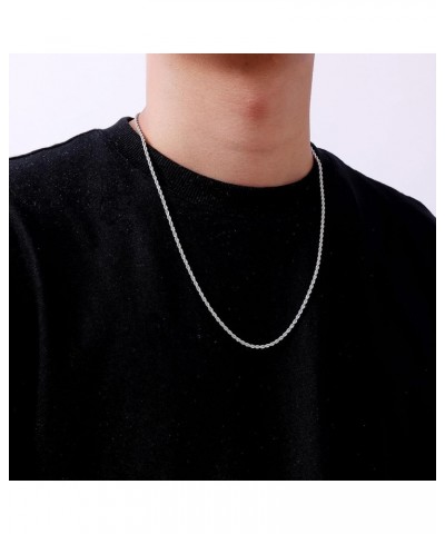 3mm Rope Chain Necklace for Men, Silver Tone Mens Chain Necklace, Stainless Steel Necklace Chain for Men Women and Boys 20.0 ...