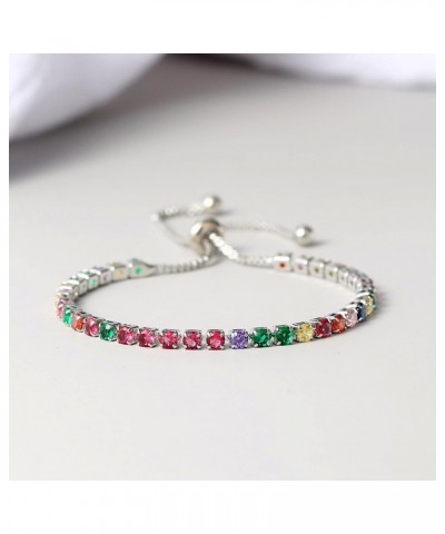 14 Gold Plated 3mm Cubic Zirconia Classic Tennis Bracelet for Women | Adjustable Size 5.3-9.3 inches White Gold $6.62 Bracelets