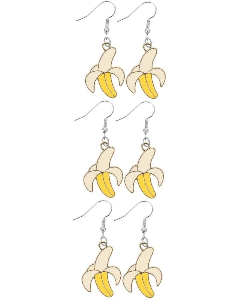 2 Pairs Banana Earrings Accessories Fruit Yellow Alloy Yellowx3pcs $9.18 Earrings