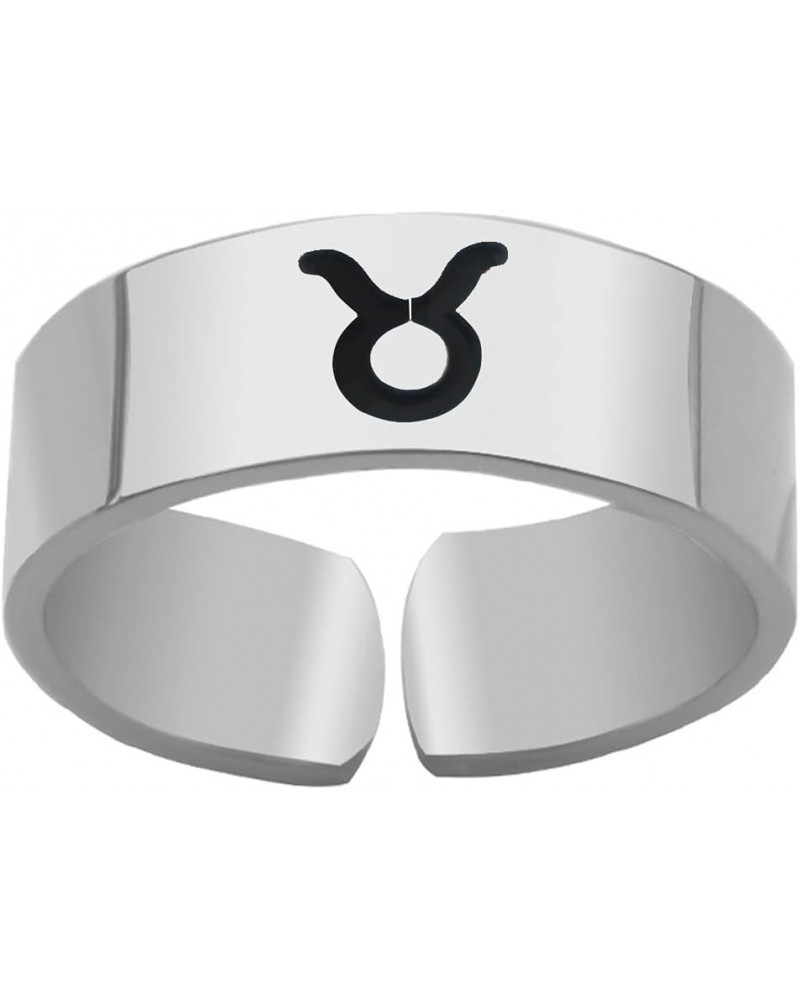 Zodiac Sign Stainless Steel Ajustable Ring 12 Constellation Astrology Charm Ring Taurus $9.15 Rings