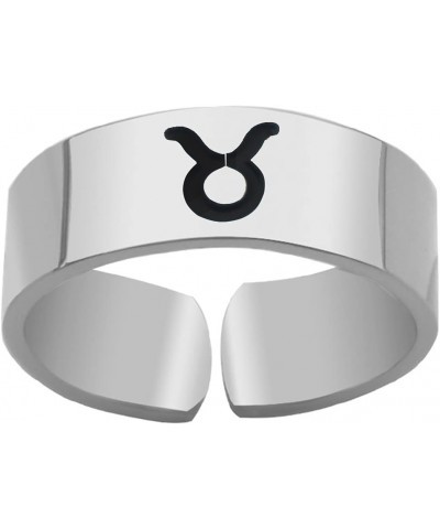 Zodiac Sign Stainless Steel Ajustable Ring 12 Constellation Astrology Charm Ring Taurus $9.15 Rings