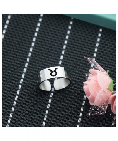 Zodiac Sign Stainless Steel Ajustable Ring 12 Constellation Astrology Charm Ring Taurus $9.15 Rings