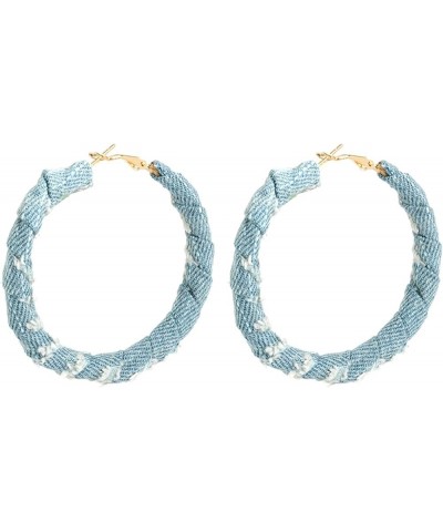 Bohemia Denim Heart Hoop Earrings Simple Exaggerated Big Star Heart Round Earrings Statement Summer Beach Earrings Accessorie...