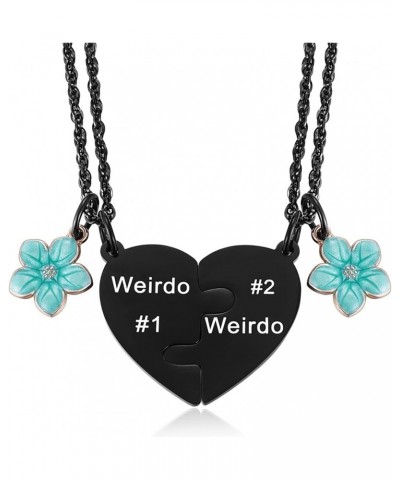 Weirdo 1 and Weirdo 2 Puzzle Heart Necklace Set for 2, Couples Friendship Gifts for Women Girl Soul Sister, Best Friend Jewel...