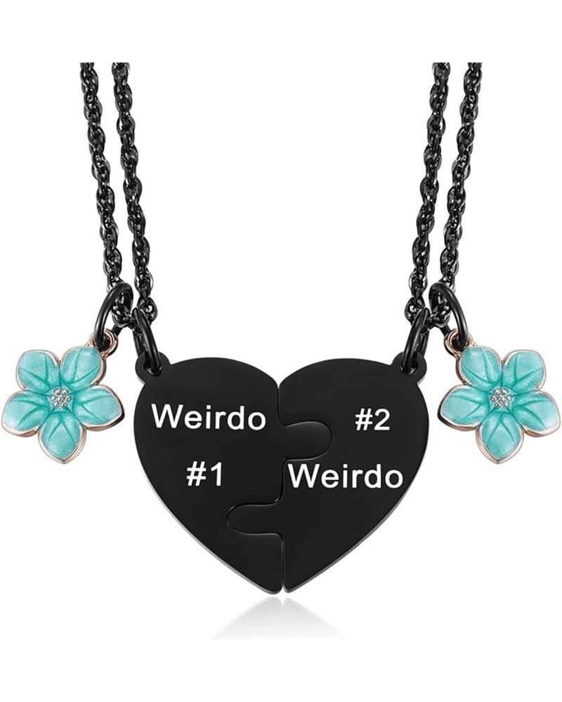 Weirdo 1 and Weirdo 2 Puzzle Heart Necklace Set for 2, Couples Friendship Gifts for Women Girl Soul Sister, Best Friend Jewel...