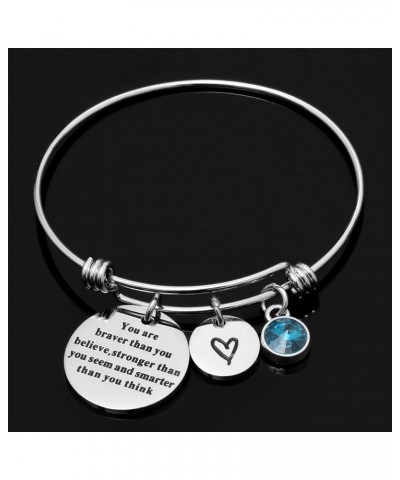 Stainless Steel Adjustable Birthstone Bracelets Charm Bangle Inspirational Jewelry Gifts for Women Girls December $8.85 Brace...