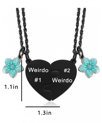 Weirdo 1 and Weirdo 2 Puzzle Heart Necklace Set for 2, Couples Friendship Gifts for Women Girl Soul Sister, Best Friend Jewel...