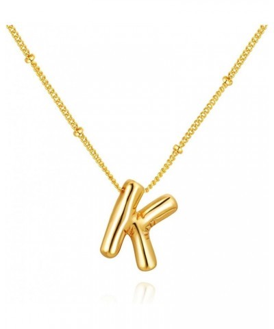 Bubble Letter Necklace Balloon Initial Pendant Necklace for Women 14K Gold Plated Dainty Chain Necklace A-Z Letter Necklace f...