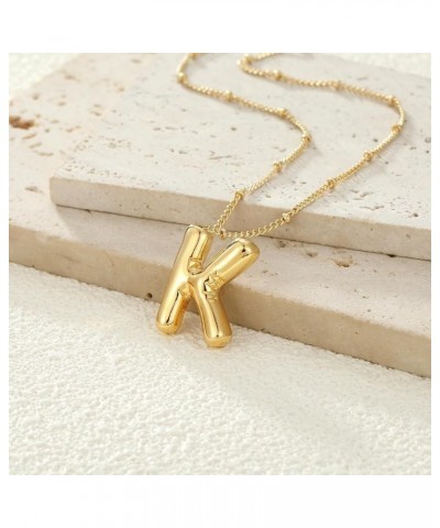 Bubble Letter Necklace Balloon Initial Pendant Necklace for Women 14K Gold Plated Dainty Chain Necklace A-Z Letter Necklace f...