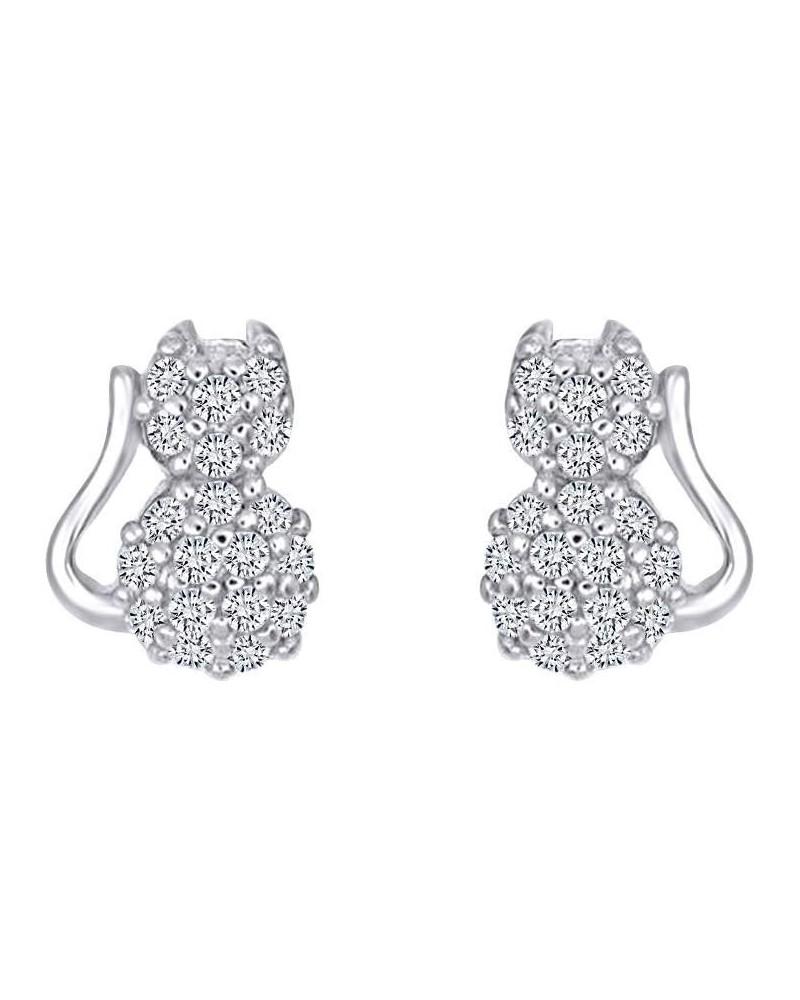 14k Gold Over Sterling Silver Animal, Bird, Insects Cubic Zirconia Stud Earrings White Gold Over : CAT 2 $18.23 Earrings