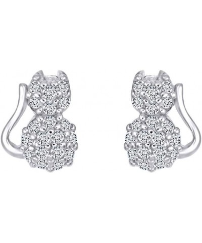 14k Gold Over Sterling Silver Animal, Bird, Insects Cubic Zirconia Stud Earrings White Gold Over : CAT 2 $18.23 Earrings