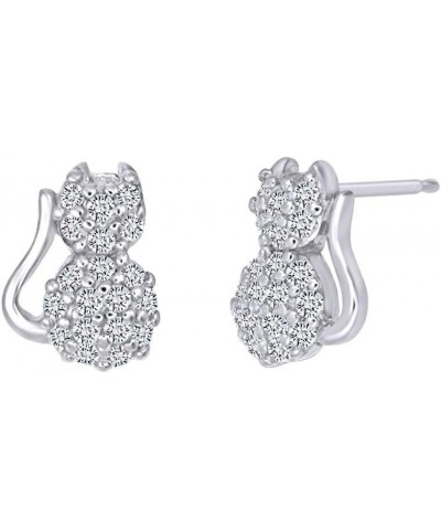 14k Gold Over Sterling Silver Animal, Bird, Insects Cubic Zirconia Stud Earrings White Gold Over : CAT 2 $18.23 Earrings