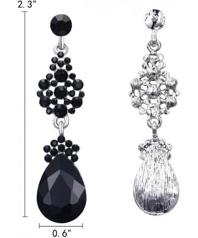 Women's Austrian Crystal Elegant Teardrop Dangle Earrings for Wedding Bridal Black $9.59 Earrings