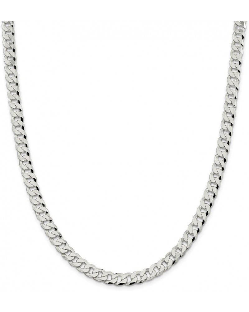 Solid 925 Sterling Silver 7.00mm Beveled Curb Cuban Chain Necklace - with Secure Lobster Lock Clasp 26.0 Inches $103.20 Neckl...