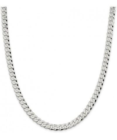 Solid 925 Sterling Silver 7.00mm Beveled Curb Cuban Chain Necklace - with Secure Lobster Lock Clasp 26.0 Inches $103.20 Neckl...