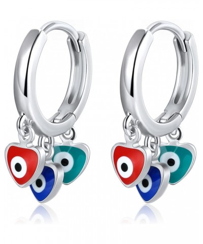 Evil Eye Hoop Earrings for Women Tiny Eye Earrings Blue Devil Eye Colorful Heart Third Eye Small Huggie Hoop Earrings Spiritu...