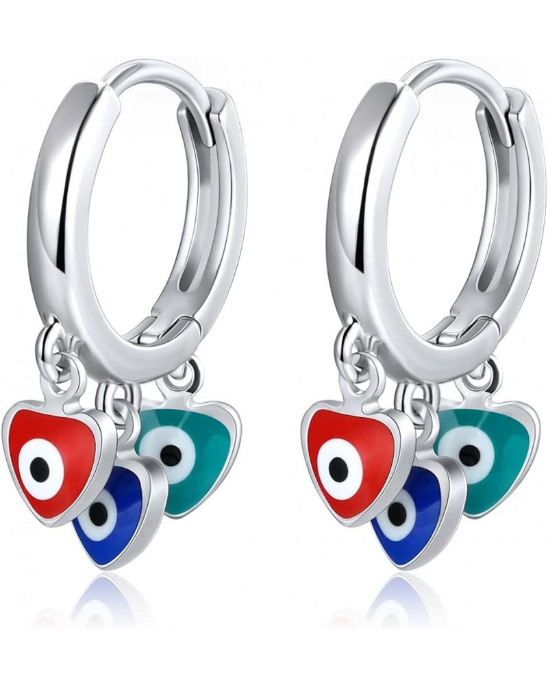 Evil Eye Hoop Earrings for Women Tiny Eye Earrings Blue Devil Eye Colorful Heart Third Eye Small Huggie Hoop Earrings Spiritu...