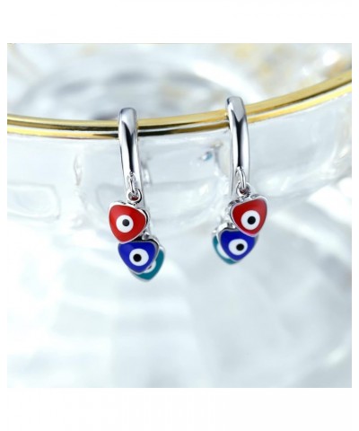 Evil Eye Hoop Earrings for Women Tiny Eye Earrings Blue Devil Eye Colorful Heart Third Eye Small Huggie Hoop Earrings Spiritu...