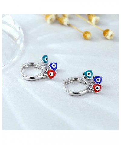 Evil Eye Hoop Earrings for Women Tiny Eye Earrings Blue Devil Eye Colorful Heart Third Eye Small Huggie Hoop Earrings Spiritu...