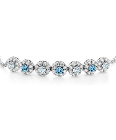 925 Sterling Silver Sky Blue Aquamarine and Swiss Blue Topaz Tennis Bracelet For Women (2.12 Cttw, Gemstone March Birthstone,...