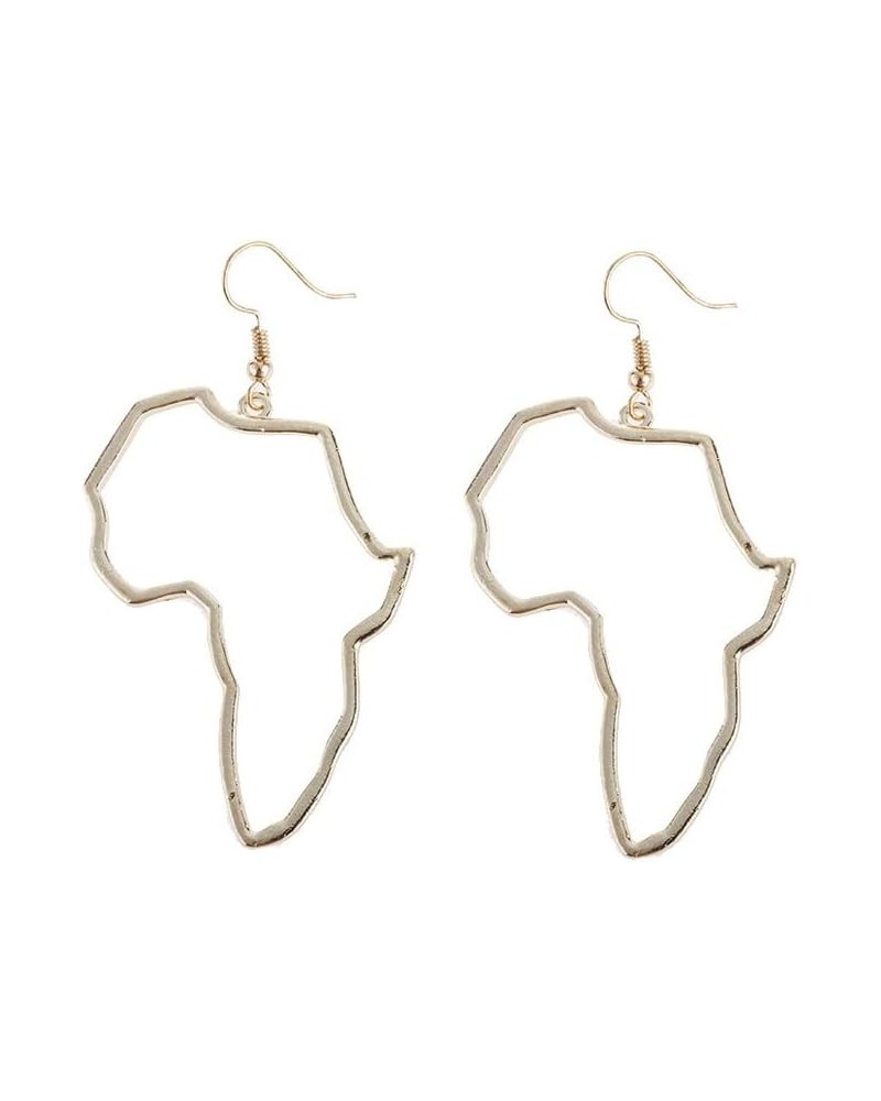 Fashion Gold Africa Map Hollow Out Drop Dangle Earrings for Girls Women's Minimalist Design Earrings gold $7.94 Earrings