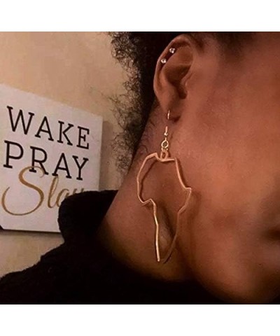 Fashion Gold Africa Map Hollow Out Drop Dangle Earrings for Girls Women's Minimalist Design Earrings gold $7.94 Earrings