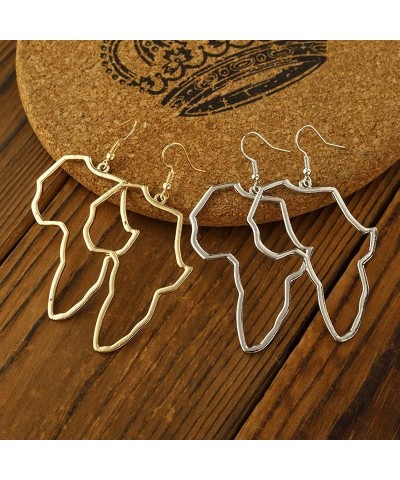 Fashion Gold Africa Map Hollow Out Drop Dangle Earrings for Girls Women's Minimalist Design Earrings gold $7.94 Earrings