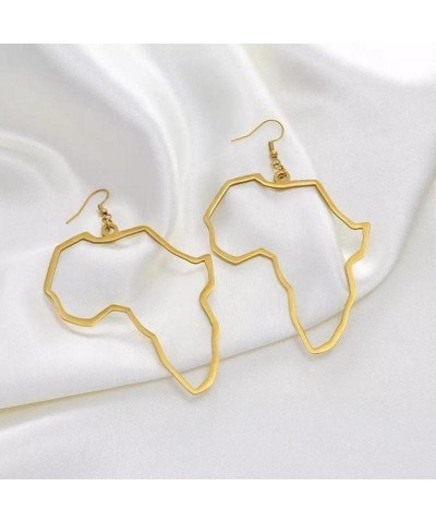 Fashion Gold Africa Map Hollow Out Drop Dangle Earrings for Girls Women's Minimalist Design Earrings gold $7.94 Earrings